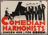 6g075 COMEDIAN HARMONISTS 28x37 German music poster 1930 Friedl art of the singers by piano!
