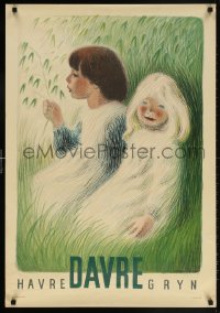 6g100 DAVRE-GRYN 24x35 Danish advertising poster 1940s-1950s Aage Sikker-Hansen art of kids!