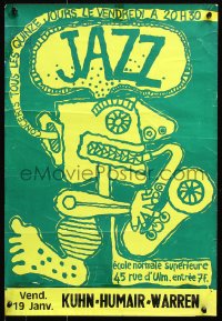 6g426 JAZZ 16x24 French special poster 1960s wild art of a man playing saxophone!