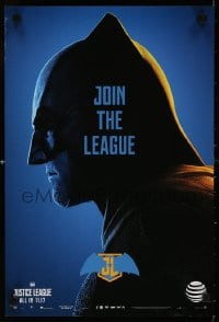 6g257 JUSTICE LEAGUE mini poster 2017 great moody profile image of Ben Affleck as Batman!