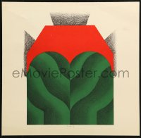 6g061 KUMI SUGAI 16x16 German art print 1963 Portrait, cool red, green, white art!