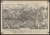 6g438 LOS ANGELES 1909 21x30 special poster 1989 great overhead art view of the city!