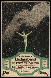 6g086 MODERNER LIEDERABEND 24x37 Austrian music poster 1919 full-length art of man and starry night!