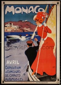 6g453 MONACO 22x31 special poster 1980s great image taken from the 1905 poster by Grun!
