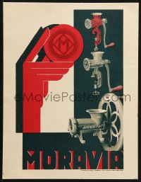6g106 MORA MORAVIA 9x12 Czech advertising poster 1920s great art of really intricate grinder!