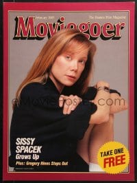 6g454 MOVIEGOER 22x30 special poster February 1985 great image of seated Sissy Spacek!