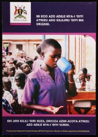 6g460 NEGLECTED TROPICAL DISEASES purple style 17x23 Ugandan special poster 2000s boy w/ water