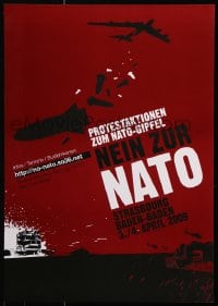 6g461 NEIN ZUR NATO 17x23 German special poster 2009 North Atlantic Treaty Organization protest!