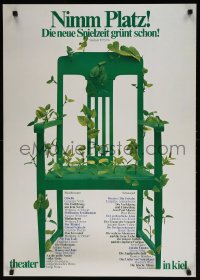 6g183 NIMM PLATZ 24x33 German stage poster 1975 chair with leaves by Holger Matthies!