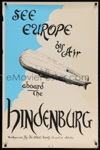 6g488 SEE EUROPE BY AIR ABOARD THE HINDENBURG 25x38 special poster 1960s Tom Fugle, ultra-rare!