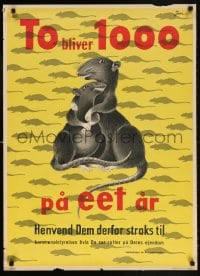 6g508 TO BLIVER 1000 PA EET AR 24x34 Danish special poster 1960s wacky Jock art of rats!