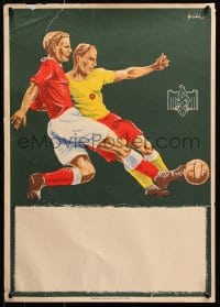 6g514 UNKNOWN GERMAN POSTER 17x23 German special poster 1938 men playing soccer, Nazi swastika!
