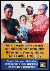 6g526 WE ARE RESPONSIBLE PARENTS 17x24 Ugandan special poster 1990 their kids have been immunized!