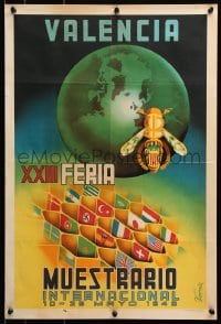 6g545 XXIII FERIA MUESTRARIO INTERNACIONAL 17x25 Spanish special poster 1945 Vernia, Nazi flag!