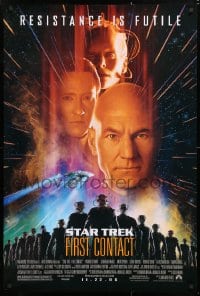 6g924 STAR TREK: FIRST CONTACT advance 1sh 1996 Jonathan Frakes, Stewart, Spiner, sexy Borg Krige!
