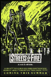 6g933 STREETS OF FIRE advance 1sh 1984 Walter Hill, Riehm yellow dayglo art, a rock & roll fable!