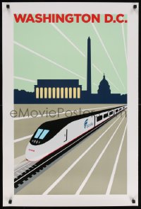 6g116 AMTRAK WASHINGTON D.C. 24x36 travel poster 2004 great artwork of the Acela train and capitol!
