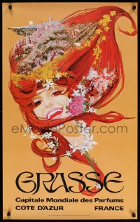 6g134 GRASSE 23x37 French travel poster 1970s wonderful colorful montage art by Carpenter!