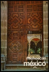 6g139 MICHOACAN MEXICO 24x35 Mexican travel poster 1980s image of an ornate doorway!