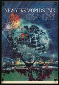 6g140 NEW YORK WORLD'S FAIR 11x16 travel poster 1961 art of the Unisphere & fireworks by Bob Peak!