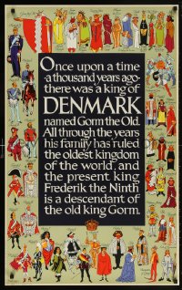 6g143 ONCE UPON A TIME 25x40 Danish travel poster 1970 royal family history art by Henry Thelander!
