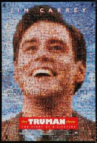 6g967 TRUMAN SHOW teaser DS 1sh 1998 really cool mosaic art of Jim Carrey, Peter Weir