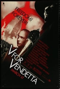 6g979 V FOR VENDETTA advance DS 1sh 2005 Wachowskis, Natalie Portman, Hugo Weaving, city in flames!