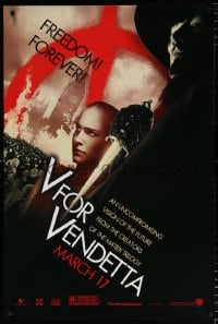 6g980 V FOR VENDETTA teaser 1sh 2005 Wachowskis, Natalie Portman, Hugo Weaving, city in flames!