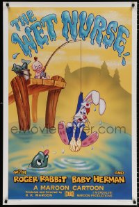 6g986 WET NURSE Kilian 1sh 1988 Baby Herman goes fishing w/Roger Rabbit as the bait!