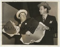 6h085 ABBOTT & COSTELLO 7.25x9 radio publicity still 1943 on NBC, fighting over giant Valentine!