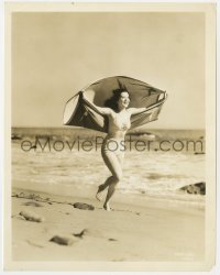 6h112 ANN RUTHERFORD 8x10.25 still 1930s running on the beach with towel catching the wind!