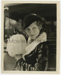6h292 DOROTHY JORDAN 8x10.25 still 1930s in fur jacket with giant muff & over-one-eye hat!