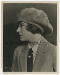 6h383 GLORIA SWANSON 8x10 still 1927 profile in man's suit jacket and tie with oversized cap!