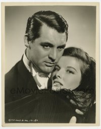 6h424 HOLIDAY 8x10.25 still 1938 romantic close up of Katharine Hepburn & Cary Grant embracing!
