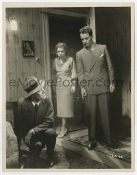 6h516 KICK IN 8x10 key book still 1931 Clara Bow & Toomey look at Fenton crouching by suitcase!