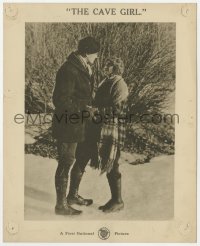 6h212 CAVE GIRL 8x10 LC 1921 Teddie Gerard & Charles Meredith holding hands outdoors in the snow!