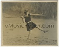 6h628 MARY PICKFORD deluxe 8x10 still 1920s the leading lady throwing a javeling on the beach!