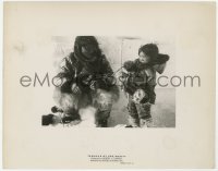6h666 NANOOK OF THE NORTH 8x10.25 still R1948 Eskimo father teaching child to use bow & arrow!