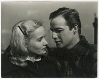 6h700 ON THE WATERFRONT 7.5x9.5 still 1954 close up of Marlon Brando & Eva Marie Saint, Elia Kazan!