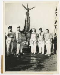 6h849 STAN LAUREL 6.5x8.5 news photo 1935 posing with his marlin swordfish he caught at Catalina!