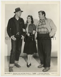 6h914 TIMBER 8x10.25 still 1942 pretty Marjorie Lord arm-in-arm with Dan Dailey & Andy Devine!