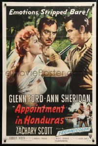 6j057 APPOINTMENT IN HONDURAS 1sh 1953 Jacques Tourneur directed, sexy Ann Sheridan & Glenn Ford!