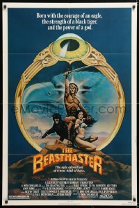 6j097 BEASTMASTER 1sh 1982 Taylor art of bare-chested Marc Singer & sexy Tanya Roberts!