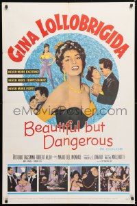 6j098 BEAUTIFUL BUT DANGEROUS 1sh 1958 images of sexiest Gina Lollobrigida, Vittorio Gassman!