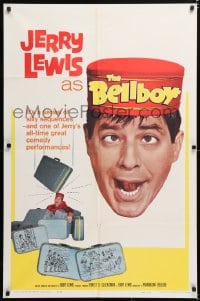 6j106 BELLBOY 1sh 1960 wacky artwork of hotel attendant Jerry Lewis carrying too much luggage!