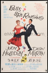 6j109 BELLS ARE RINGING 1sh 1960 image of Judy Holliday & Dean Martin singing & dancing!