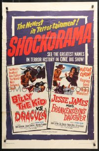 6j129 BILLY THE KID VS. DRACULA/JESSE JAMES MEETS FRANKENSTEIN'S DAUGHTER 1sh 1965 western horror!