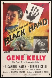 6j134 BLACK HAND 1sh 1950 great art of Gene Kelly, he's one man against the Black Hand, watch out!