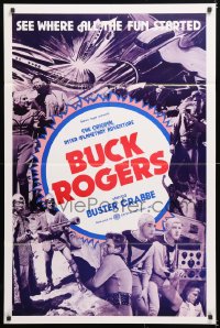 6j162 BUCK ROGERS 1sh R1966 Buster Crabbe sci-fi serial, see where all the fun started!