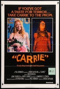 6j186 CARRIE 1sh 1976 Stephen King, Sissy Spacek before and after her bloodbath at the prom!